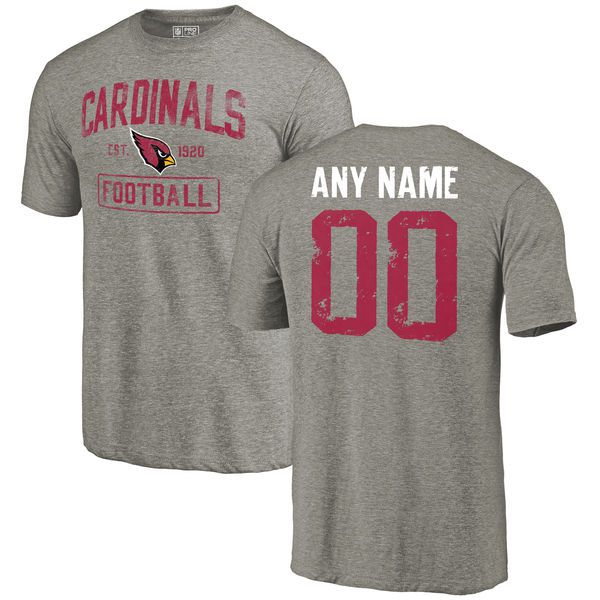 Men Arizona Cardinals NFL Distressed Custom Name and Number Gray Tri-Blend T-Shirt->nfl t-shirts->Sports Accessory